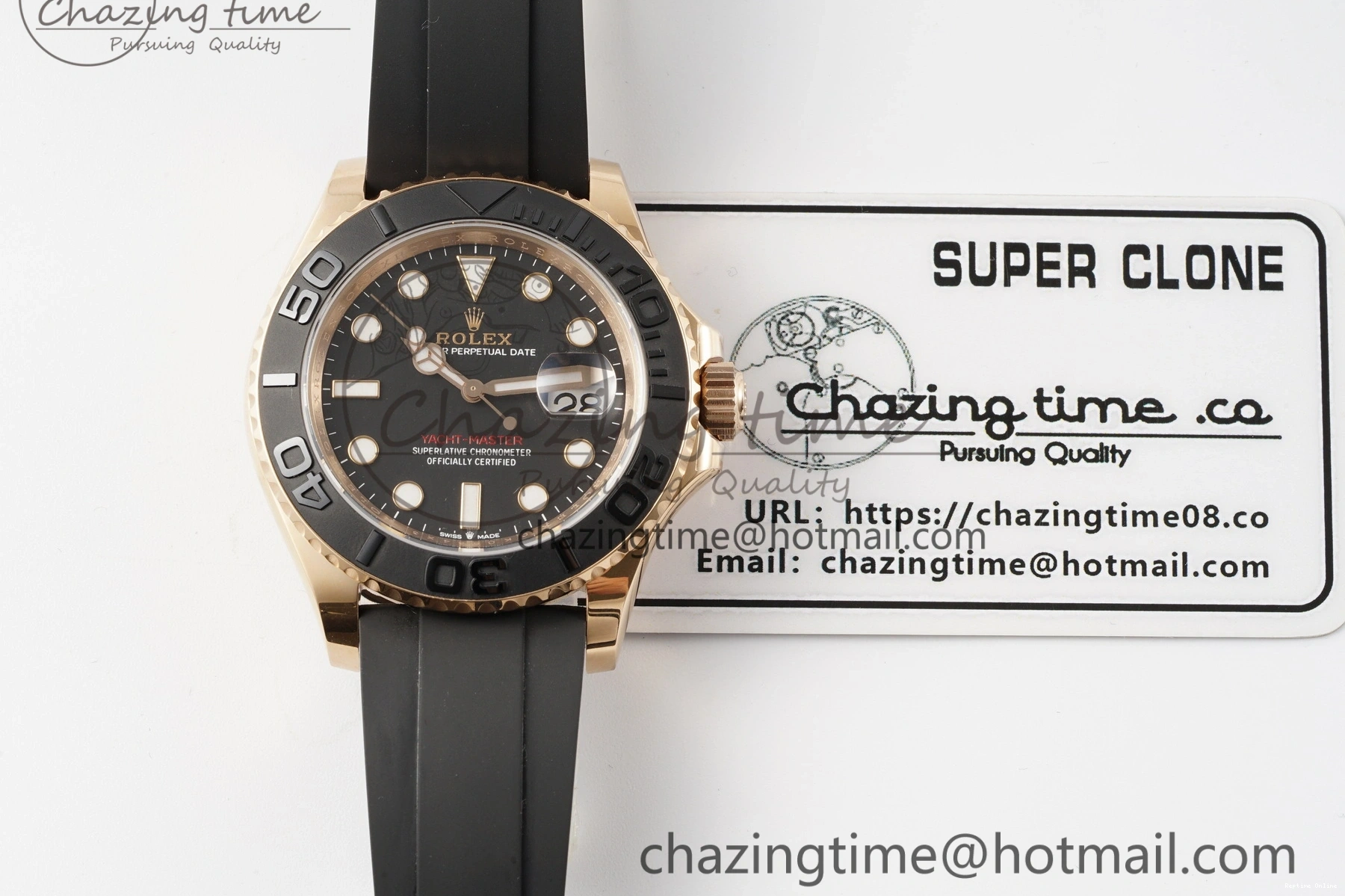 0124 Stretchable Yacht-Master 126655 C+F 1:1 Best Edition Black Ceramic Bezel on Oysterflex Rubber Strap VR 1955